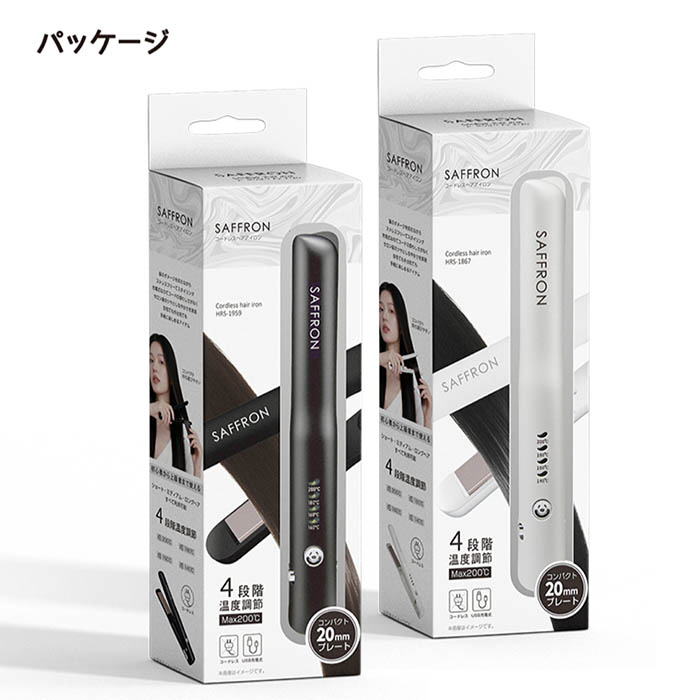 ヘアアイロン コードレス 4段階温度調節 Max200℃ 35分連続使用 20mm