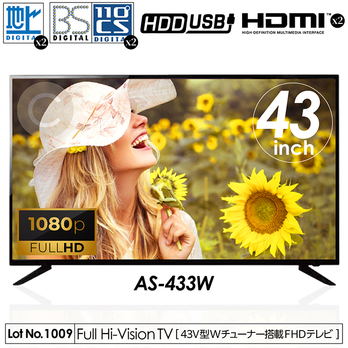 テレビ 液晶テレビ 43インチ フルハイビジョン 地デジ/BS/CS3波