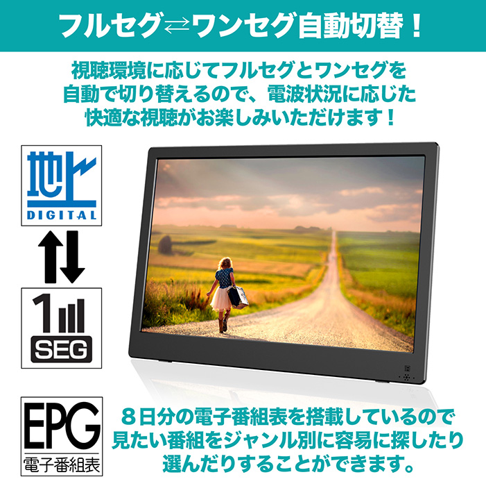 ポータブルDVDプレーヤー 19インチ 地デジ番組録画機能 3電源対応 HDMI