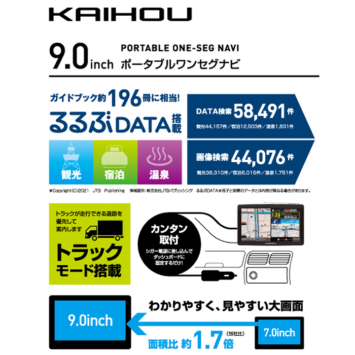 カーナビ 9インチ ワンセグ ポータブルナビ トラックモード搭載