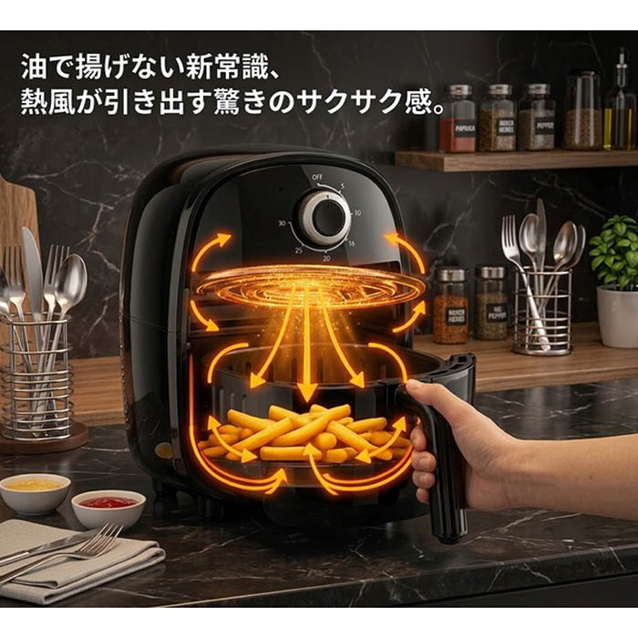 電気フライヤー ノンオイル コンパクト フライヤー 熱風循環 操作