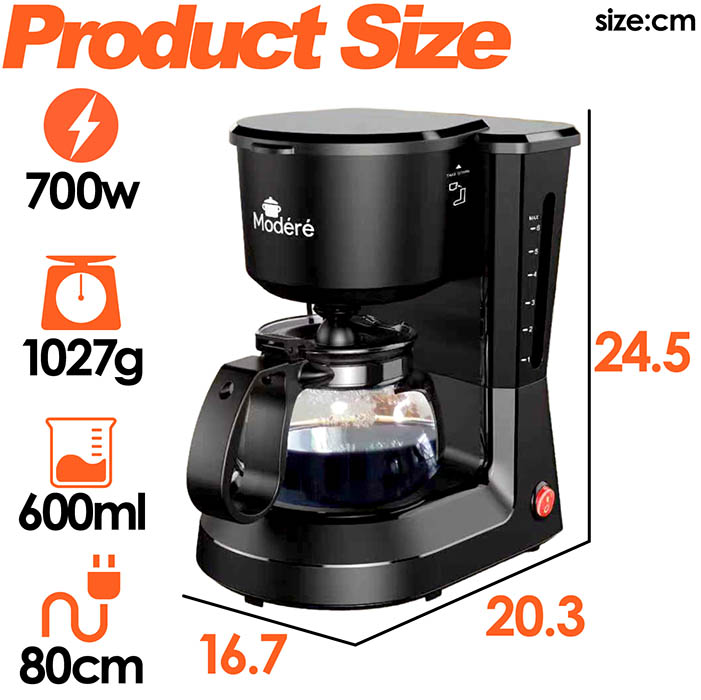 コーヒーメーカー ドリップ式 コーヒー 4杯分 600ml 保温プレート