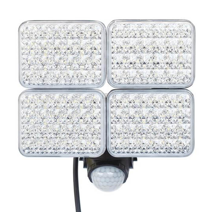 LEDセンサーライト 4灯式 4000ルーメン ACコンセントタイプ 防雨構造