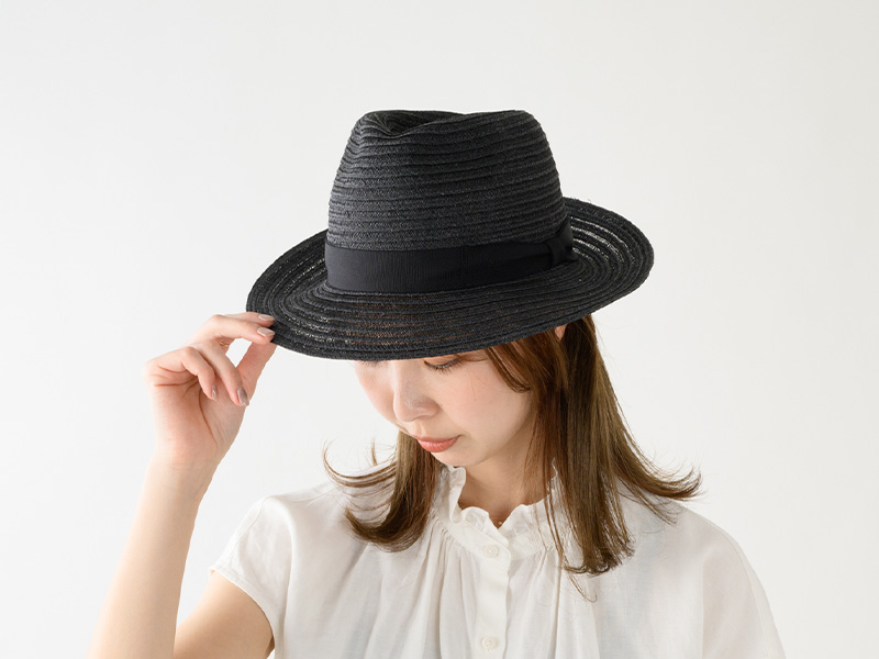 岡本帽子 マニラ麻・中折れ帽子 ok-bp001