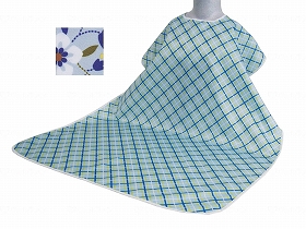 ウェルファン　食事用エプロンW 花柄ブルー -