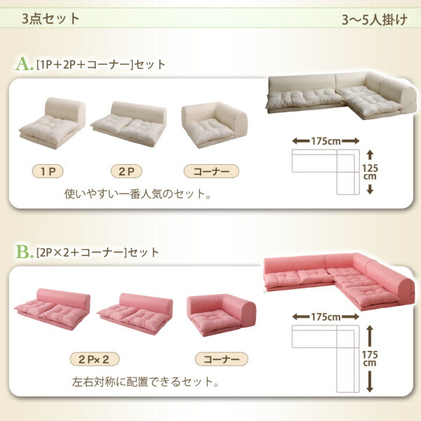 新品セール！フロアコーナーソファ！ フロアコーナーソファ ソファ2点セット 2P+コーナー : ケアショップ