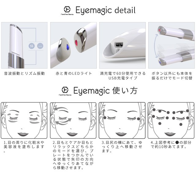 目もと美顔器 Eyemagic アイマジック 温熱 イオン導入 LEDライト