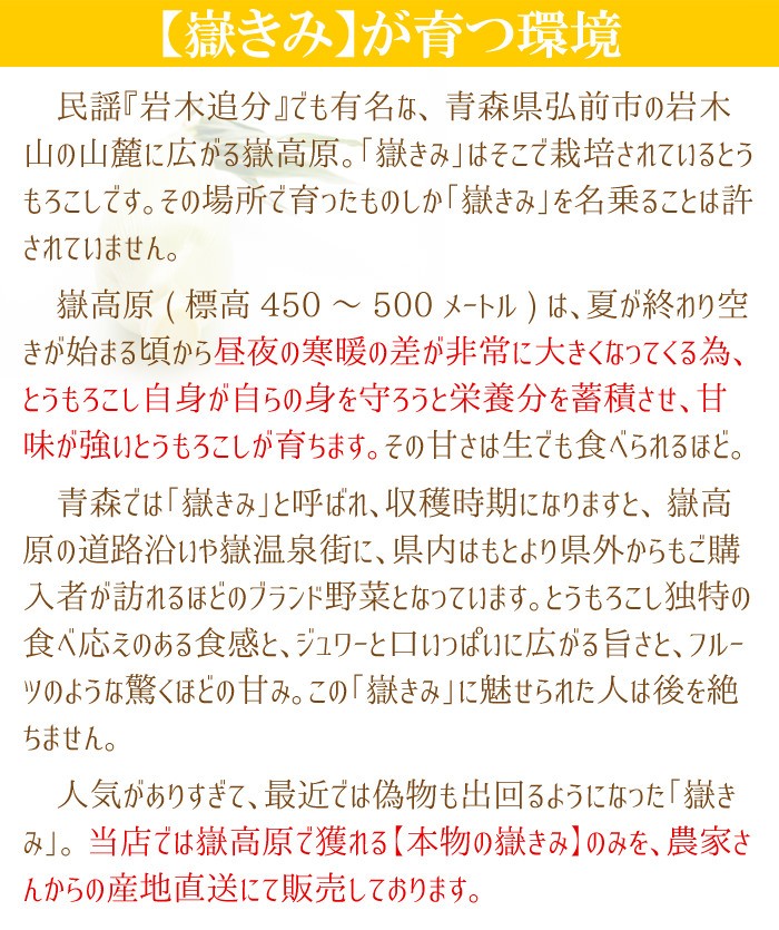 嶽きみ だけきみ とうもろこし トウモロコシ 