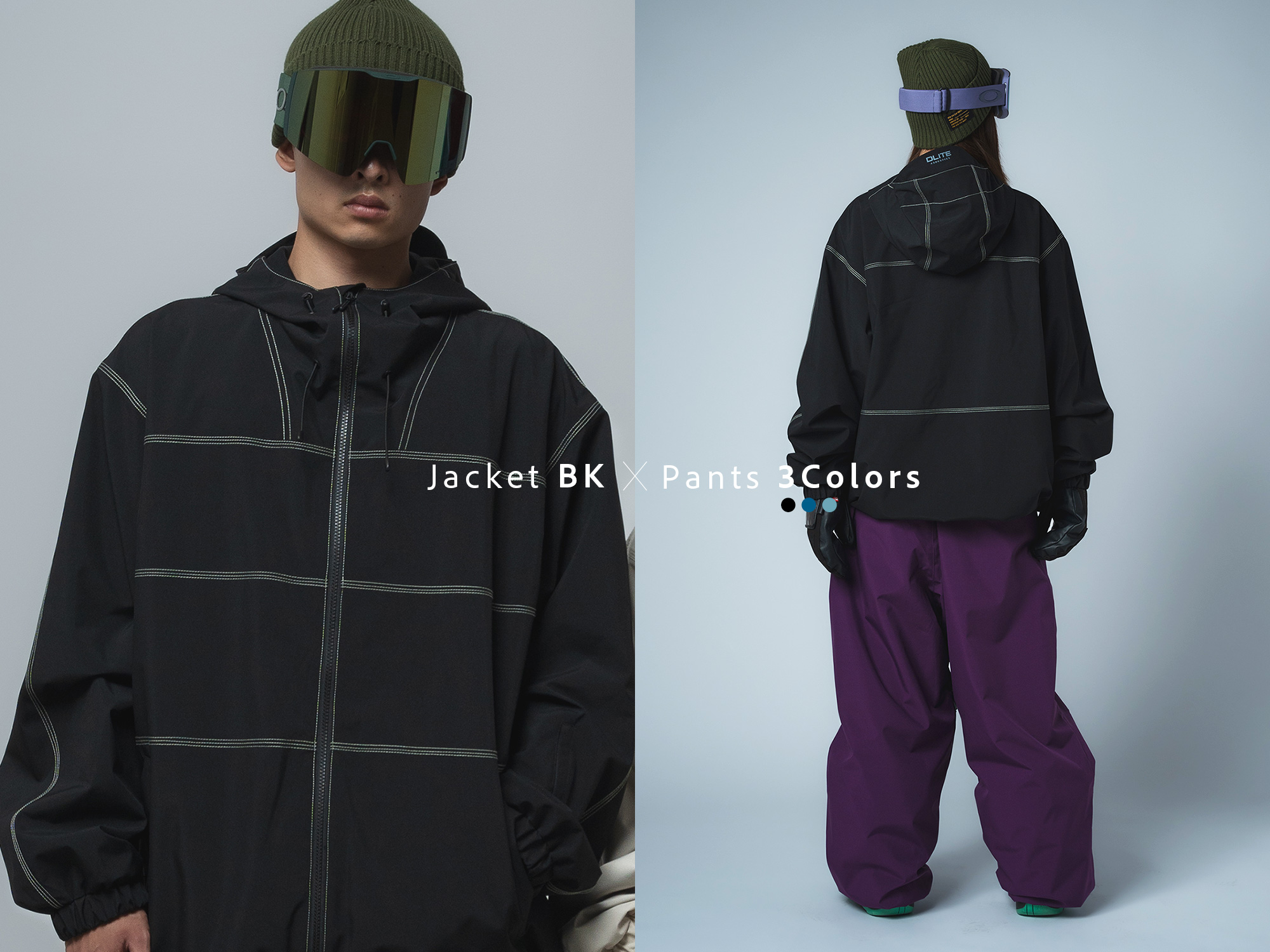 レディーススノーボードウェア上下セットbk