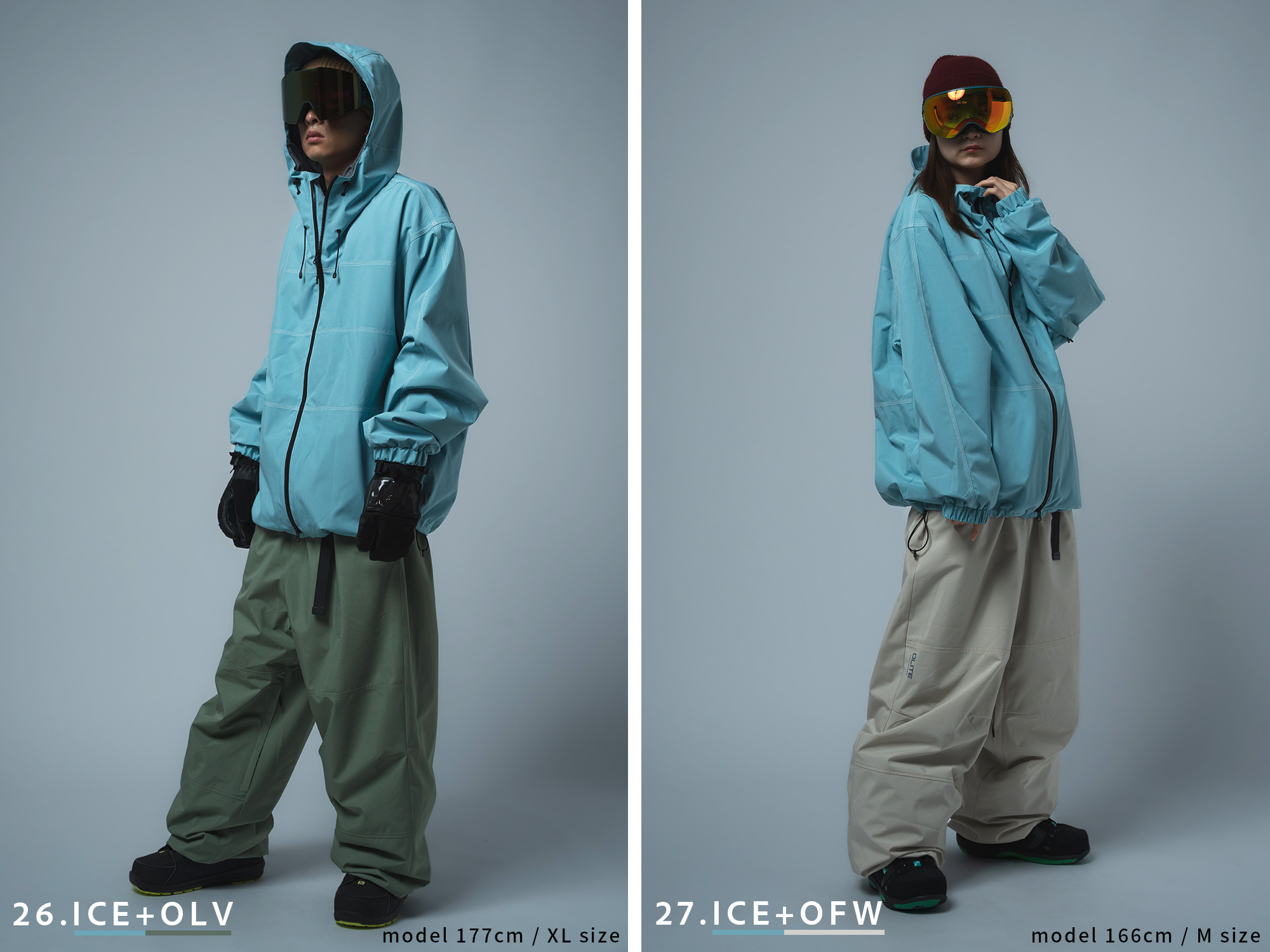 レディーススノーボードウェア上下セットice