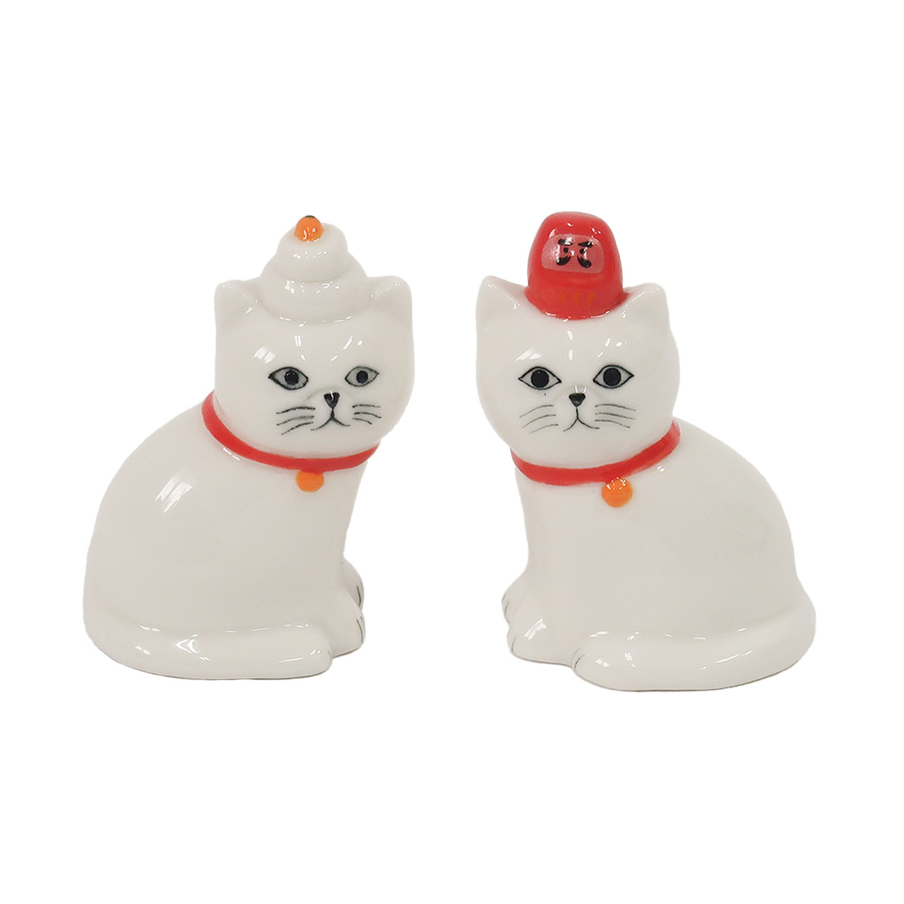 Creer 猫 ねこ ネコ お正月 置物 鏡もち だるま 磁器 飾り 玄関