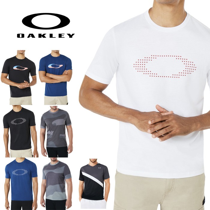 オークリー スポーツ Tシャツ 速乾 吸汗 OAKLEY カモフラ 迷彩 白 黒