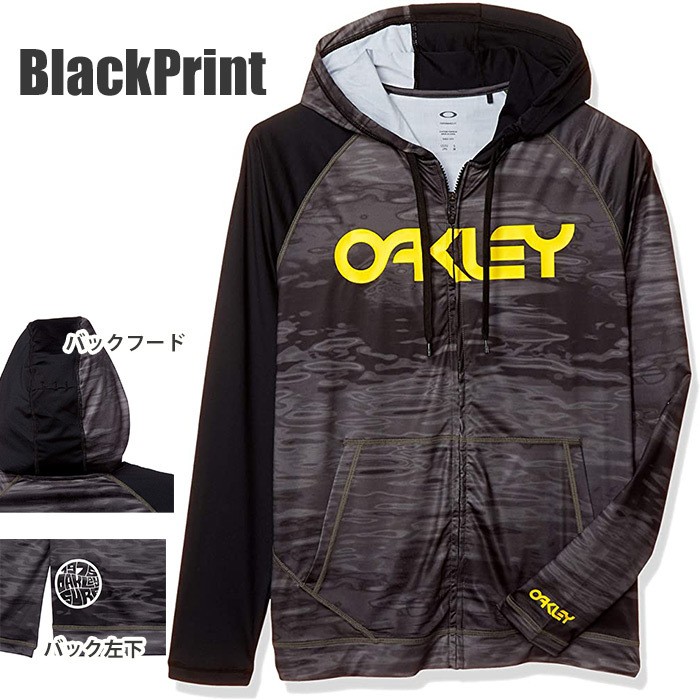 オークリー ラッシュ フーディー パーカー 長袖 UVカット 水着 海水浴 ホワイトプリント OAKLEY RASH 大きめ　oa323