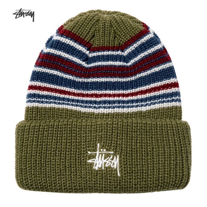 STUSSY ステューシー ニット帽 STUSSY Striped Cuff Beanie メンズ レディース ユニセックス ニットキャップ st11  オリーブ :st11:5445 Yahoo!店 - 通販 - Yahoo!ショッピング