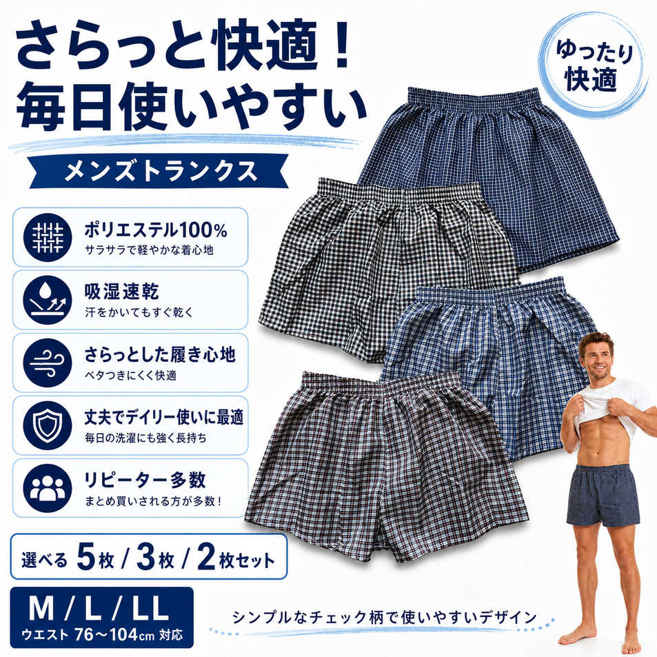 メンズ トランクス 下着 アソート セット 2枚 3枚 5枚 大きめサイズ