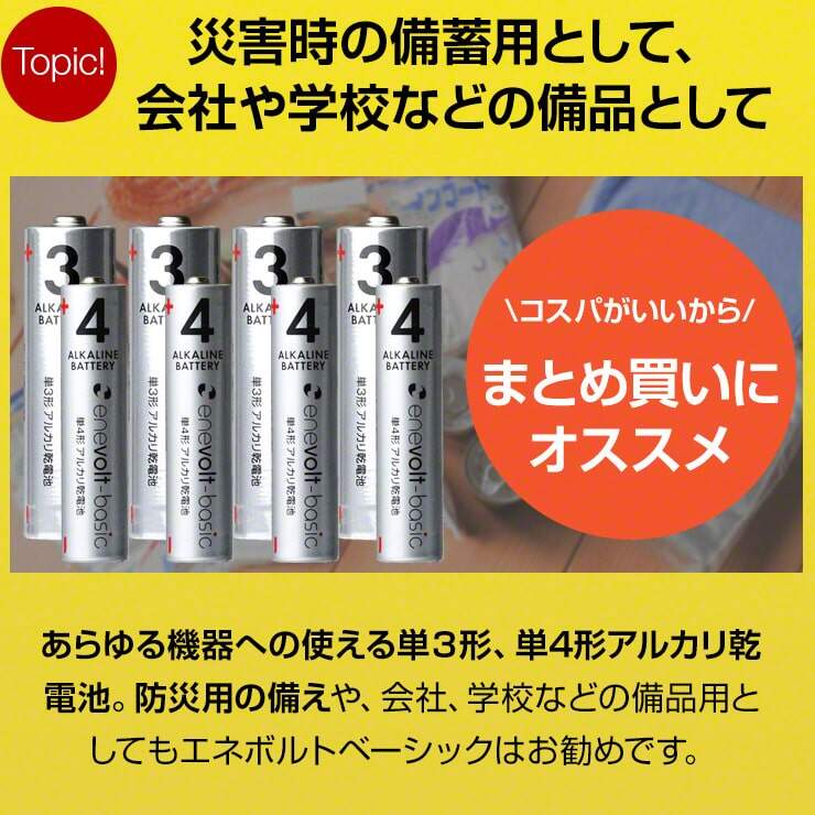 enevolt 【選べる100本セット】 乾電池 アルカリ乾電池 単3 単4 100本