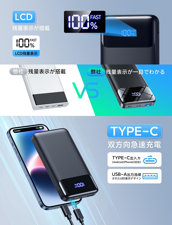 PB-06 PD20W ポータブル充電器 20000mAh Amazon | 【2025極薄モデル・20W急速充電】モバイルバッテリー