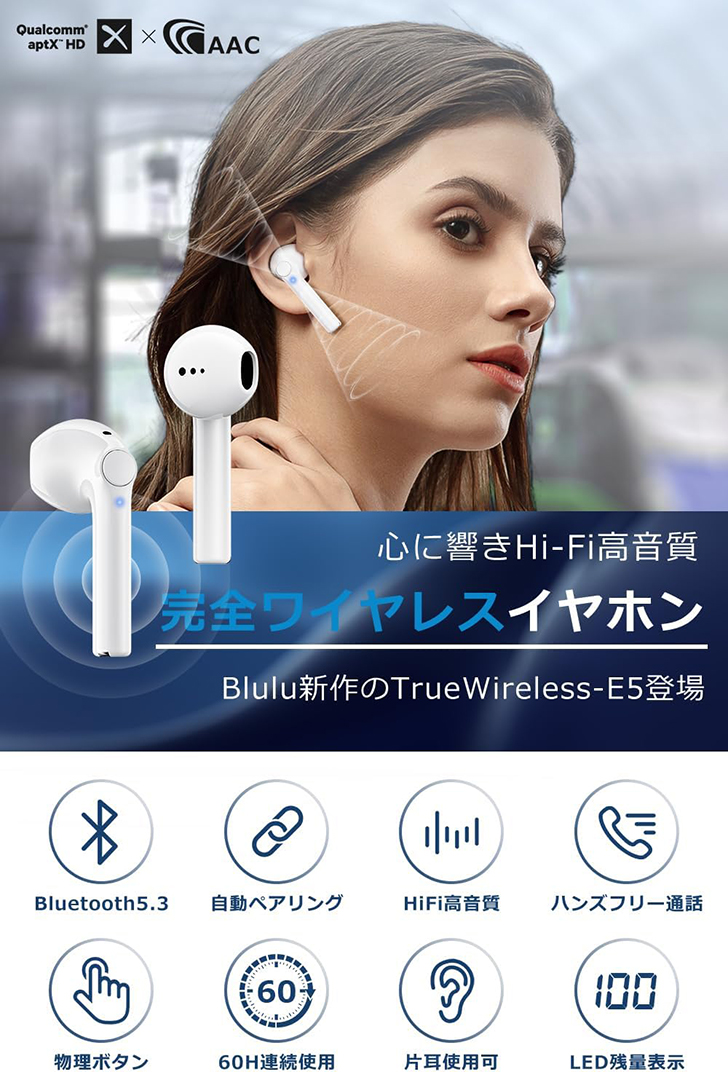 ワイヤレスイヤホン Bluetooth5.3技術 Bluetooth イヤホン ワイヤレス ブルートゥース 数字LEDディスプレイ表示 長時間連続再生 人気 快適な装着感 Hi-Fi音質｜5tyome-shop｜02