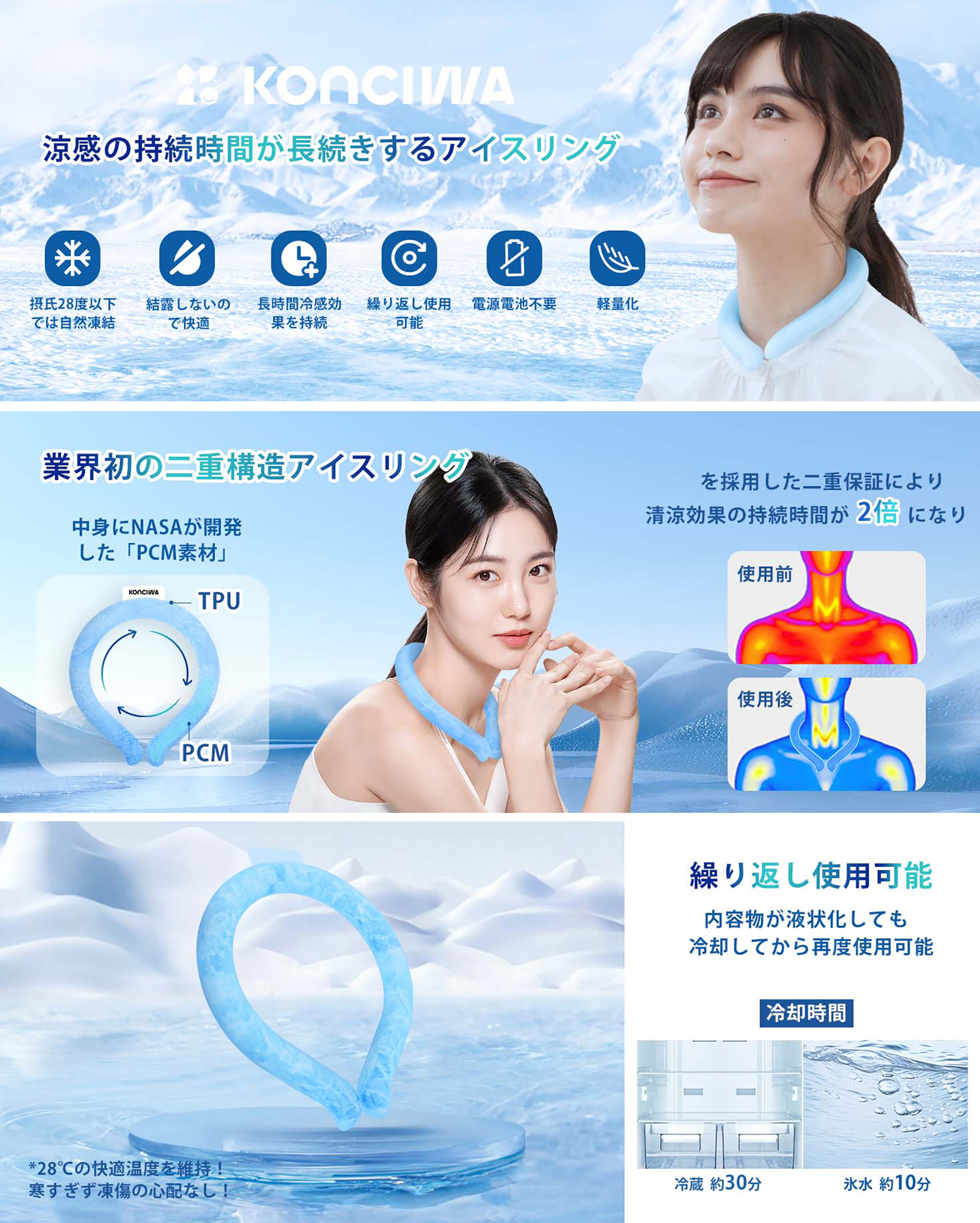 アイスクールリング クールリング ネッククーラー 冷感リング 首