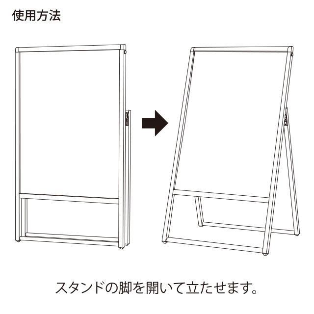 屋内用片面ポスタースタンド、開きイラスト