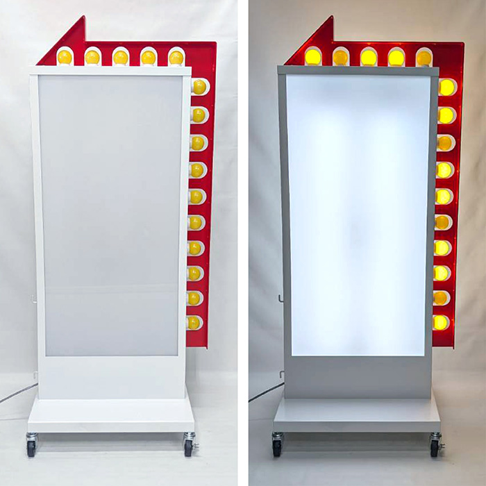 デザイン・貼り加工込み矢印付きLED電飾スタンド 電飾看板 立て看板