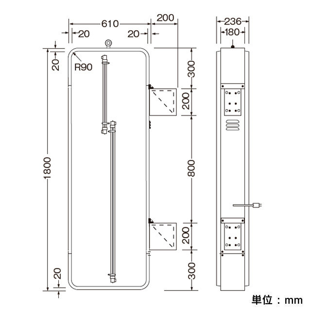 ステンレス枠中型突き出しLED看板（デザイン・貼り加工込み） 袖看板