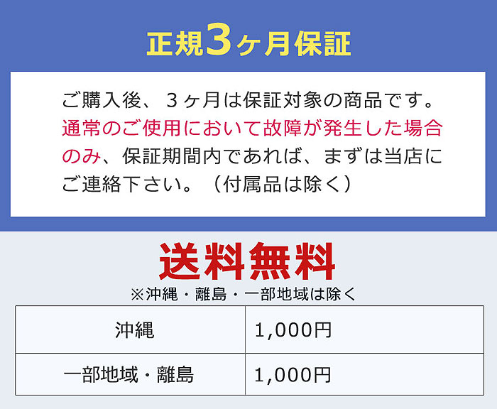 保証期間と送料について