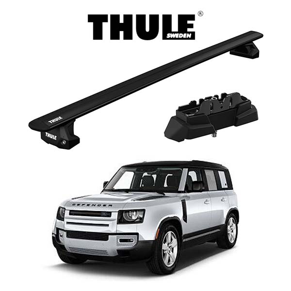 ランドローバー LANDROVER ディフェンダー DEFENDER ダイレクトルーフレール付き車 ウィングバー EVO ブラック  『車種別セット』THULE ベースキャリア