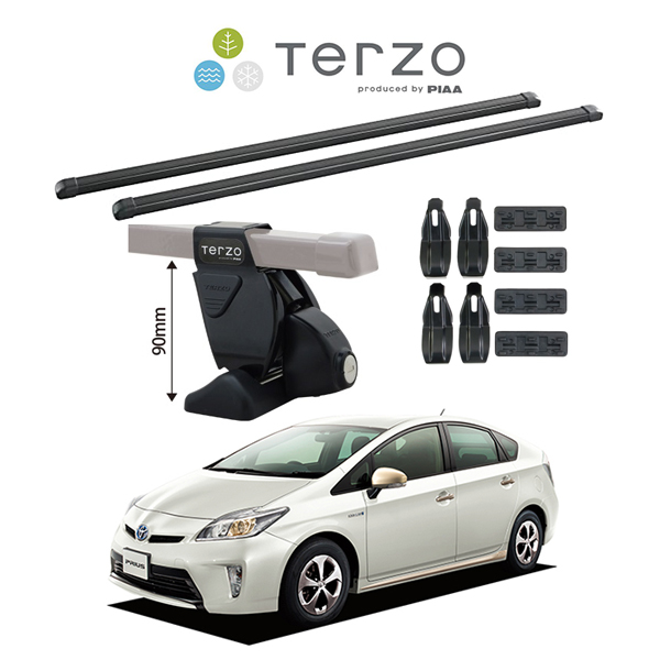 車種別セット Terzo テルッツオ ベースキャリア スクエアバー トヨタ プリウス TOYOTA PRIUS ZVW30系 キャリアラック  ルーフラック