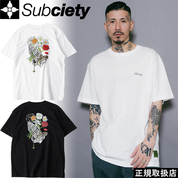 praying Tシャツ トップス Subciety サブサエティ FLOWER PRAYING HANDS TEE : 7-SEVEN
