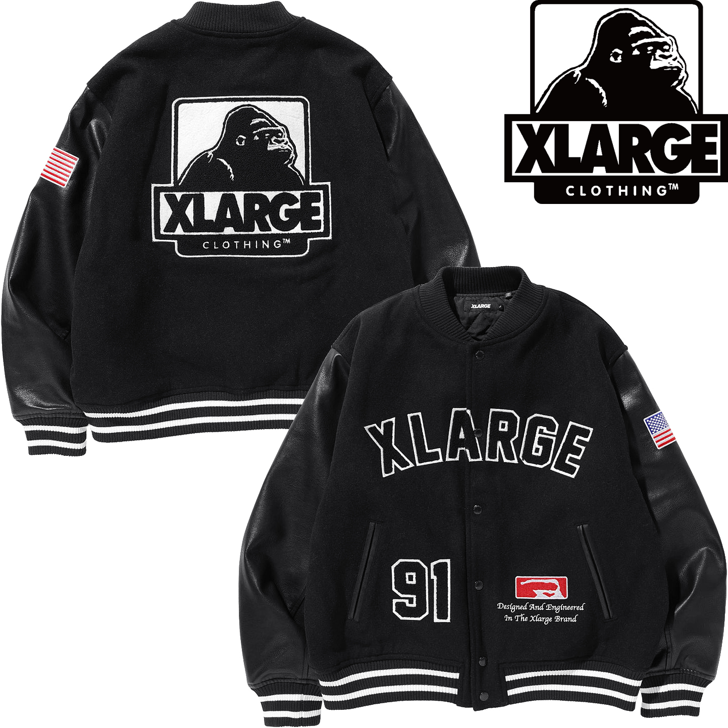 X-LARGE OG LOGO VARSITY JACKET メンズ XL黒 XLARGE エクストララージ スタジャン OG LOGO VARSITY JACKET