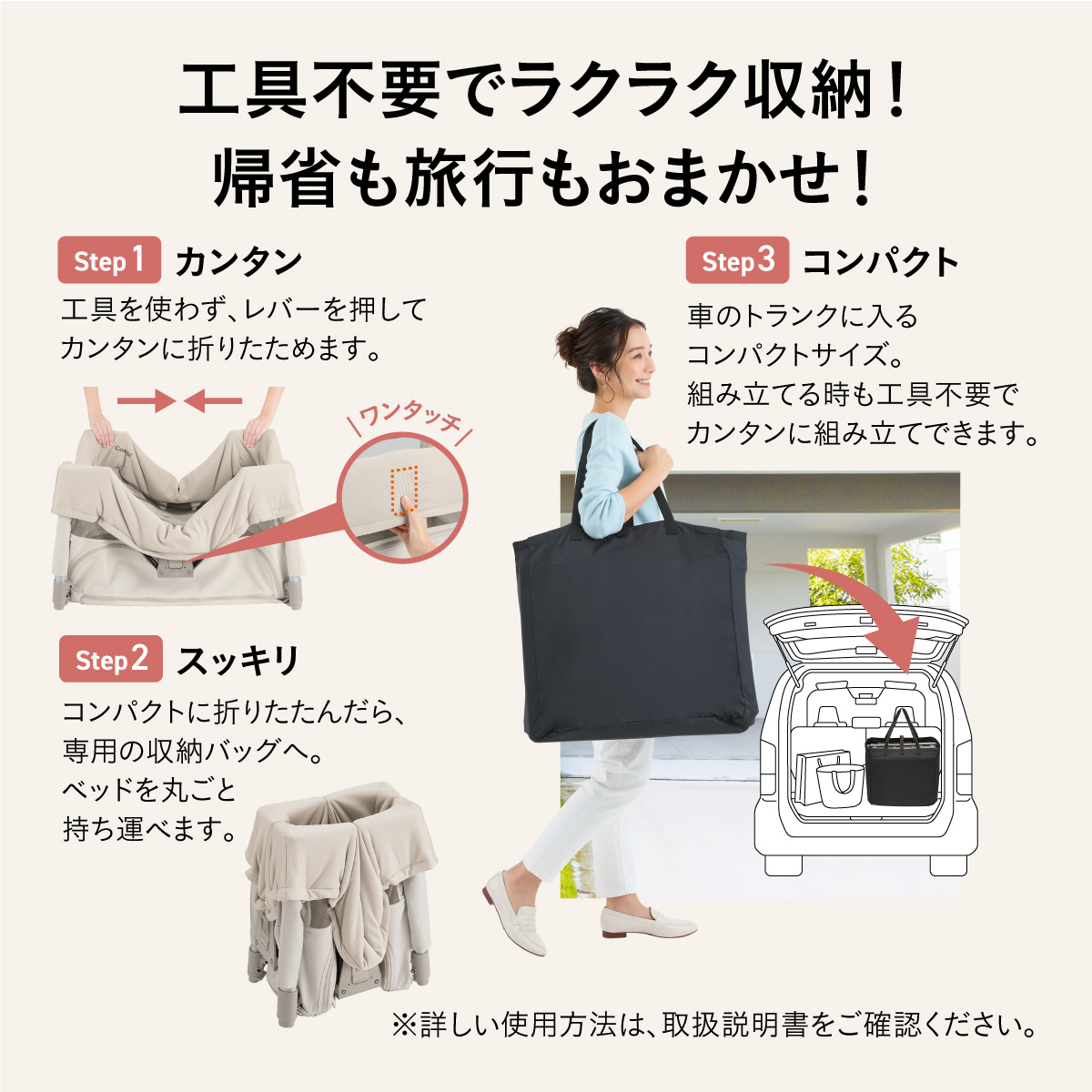 ベビーベッド 折りたたみ 持ち運び コンビ すくすや トモネル ベビーベッド コンパクト 新生児 赤ちゃん 出産 ハイベッド フロアベッド  一部地域送料無料 P5倍