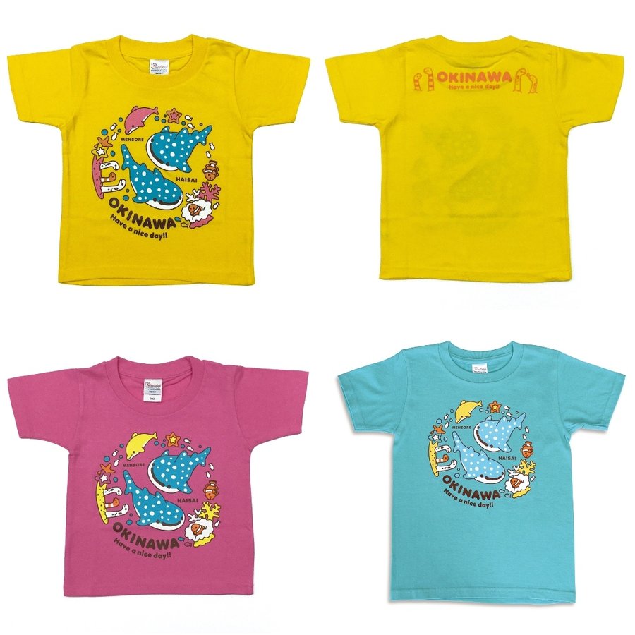 【沖縄限定】子供Tシャツ 阿吽シーサー（全3色 各4サイズ