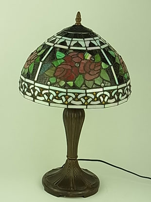 ステンドグラスランプ ローズ柄 12インチ・テーブルランプ QXCH12-14