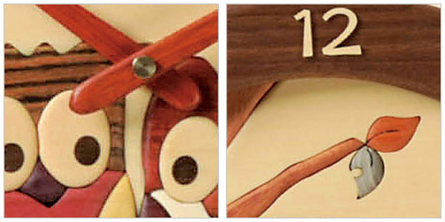 ふくろう 振り子時計 ペアセット 置き時計 掛け時計 寄せ木振り子時計 ふくろうペア時計 WF-2 「送料