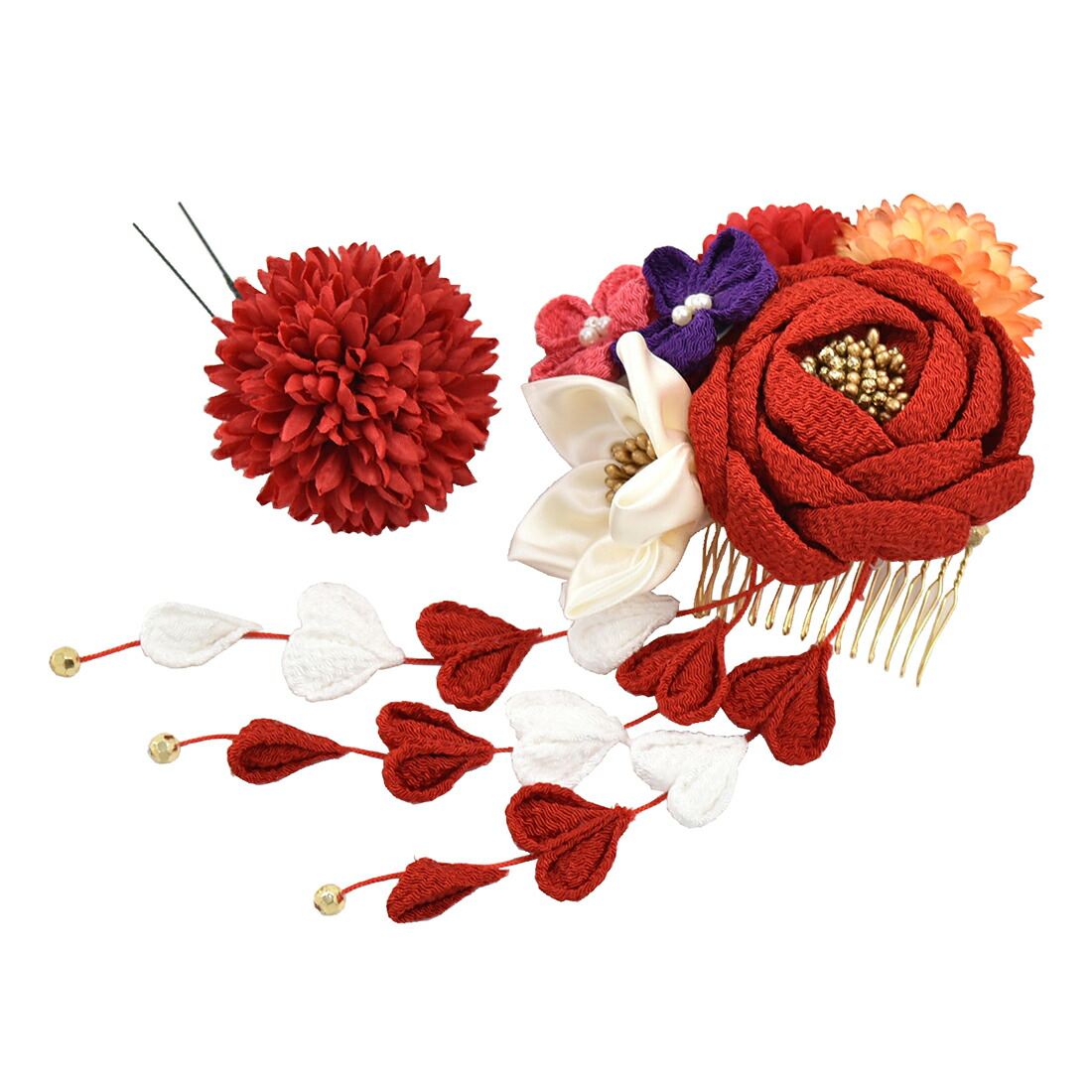 和装 髪飾り 成人式 振袖 日本製 つまみ細工 ちりめん 花尽し 藤下がり 2点セット 全4色 舞子 花 かんざし 簪 大人 レディース 女性 着物なごみや 通販 Yahoo ショッピング