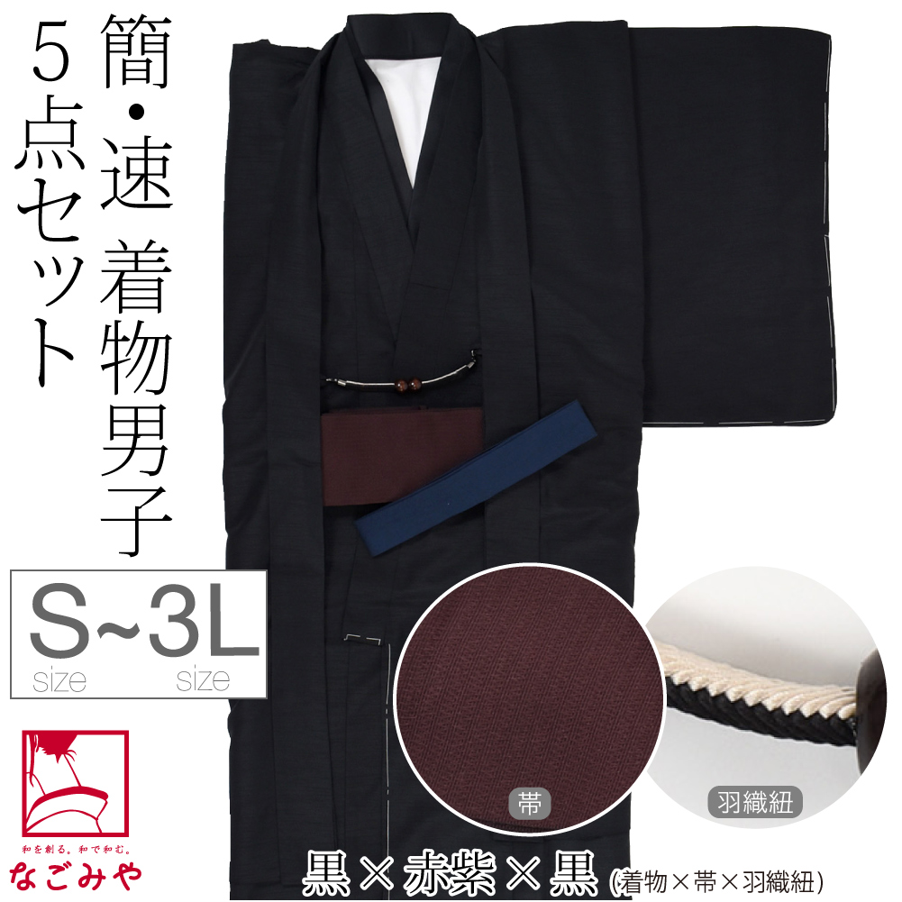 なごみや 洗える着物 セット 袷用 男物 アンサンブル 色無地プレタ