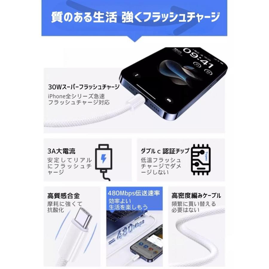 iPhone15 充電ケーブル PD急速充電ケーブル バックアップ充電コード
