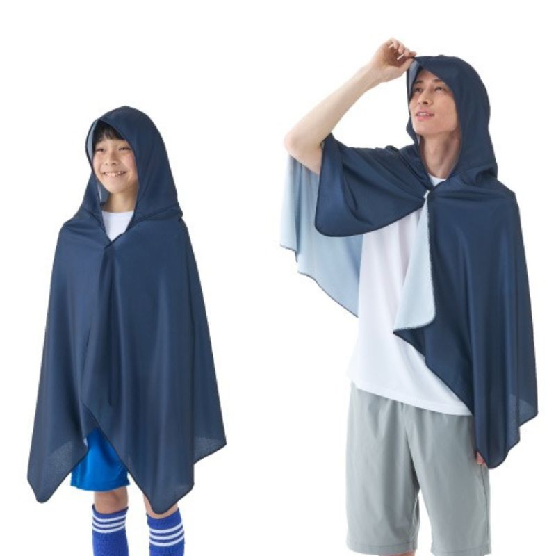 【新品未使用】冷感アイスポンチョ　ネイビー 新品】令和の虎で話題！STEAD 冷感アイスポンチョ NEWネイビー