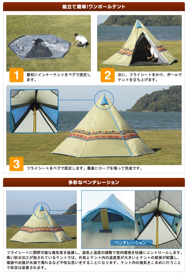 LOGOS/ロゴス ナバホTEPEE400セット キャンプテントセット ワンポール 