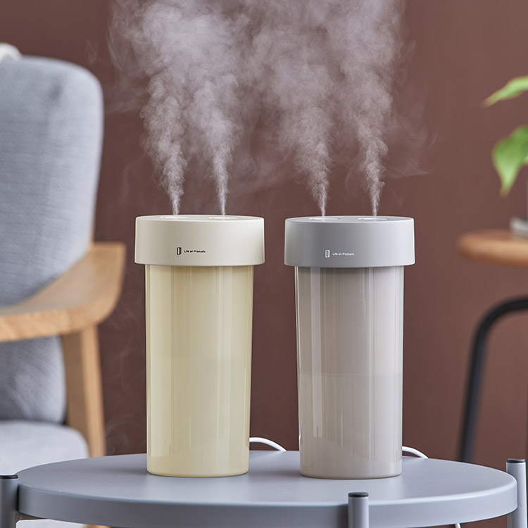 USB給電式ファン内蔵ツインジェット加湿器 LEDライト付き ミストを送風