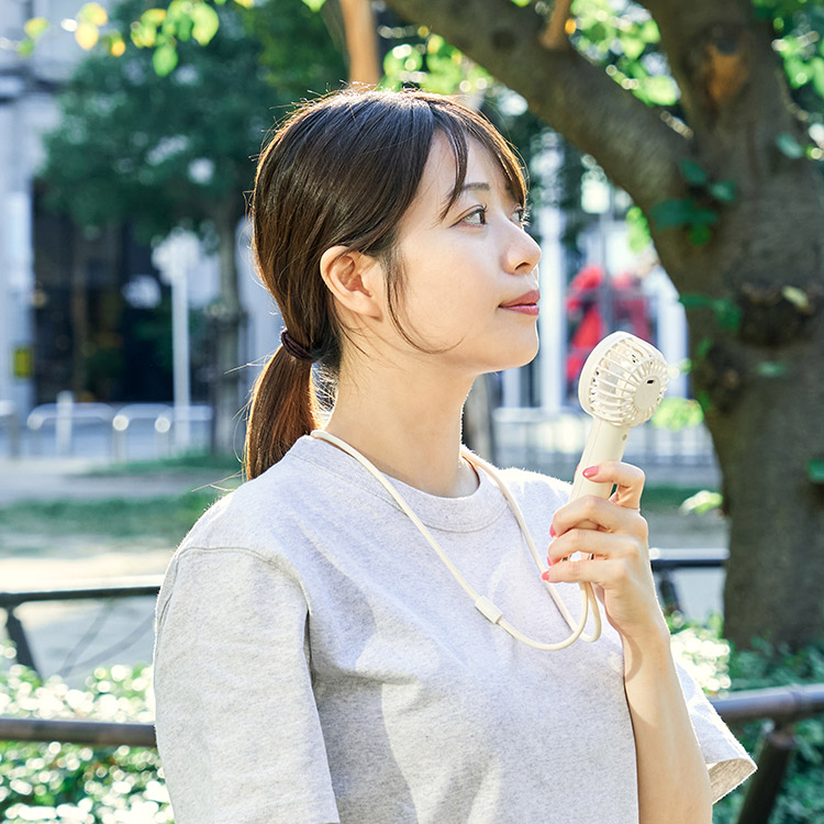 カラビナ付ハンディファン ハンディファンと付属のカラビナで自立して