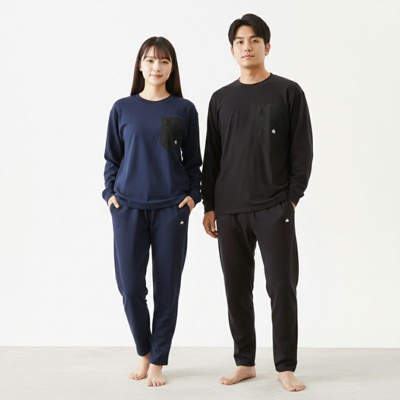 リカバリーウェア上下 LOGO S ブラック　Ｌ　854 LOGOS ロゴス ボディリカバリープルオーバー 上下セット リカバリー
