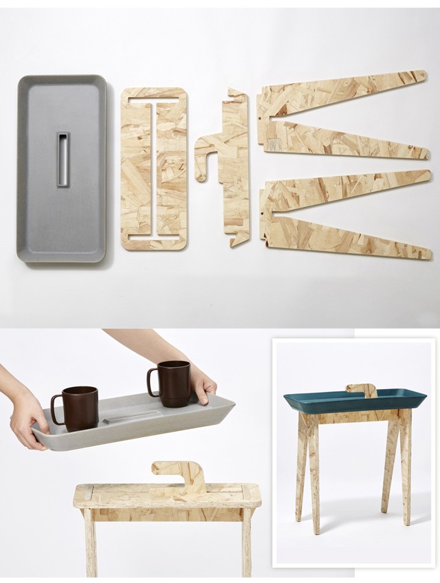 イデアコ タイニーウォーク サイドテーブル/ideaco Tiny Walk サイドテーブルがトレイとしても使えるテーブル 取っ手付きで移動も楽
