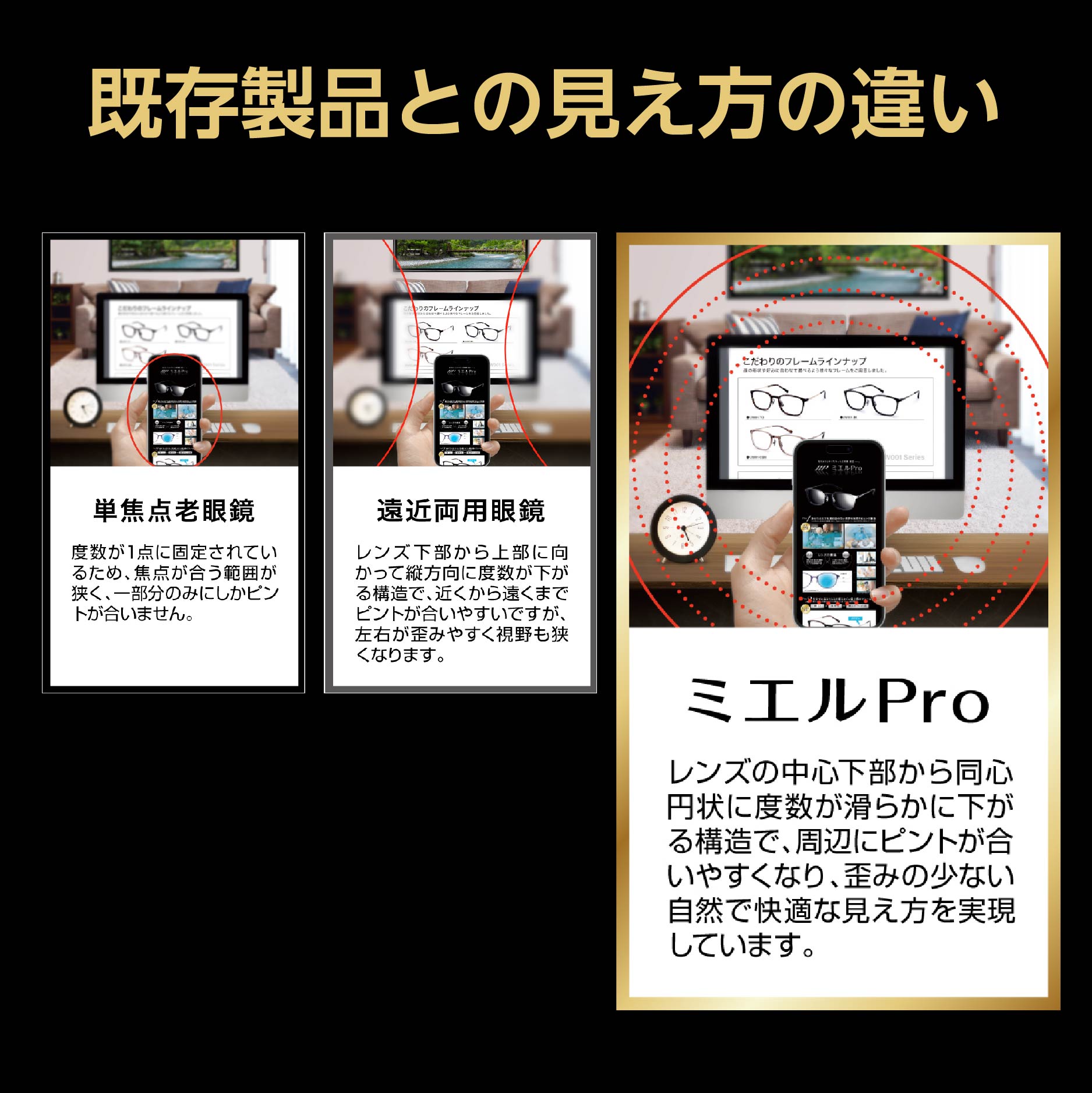 ミエルPRO （ミエルプロ） プレミアム老眼鏡 ウェリントン ラウンド