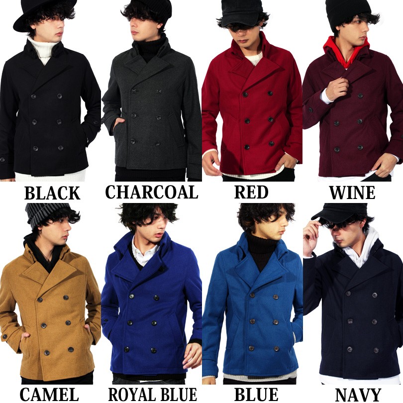 ピーコート Pコート メンズ ナポレオンカラー ジャケット メルトンウール ショート丈 立ち襟 Beg312 8 Eight 通販 Yahoo ショッピング