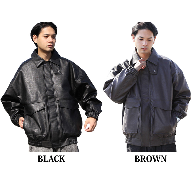 8 Aー2ジャケット メンズ PUレザー ジャケット シンプル : 8(eight
