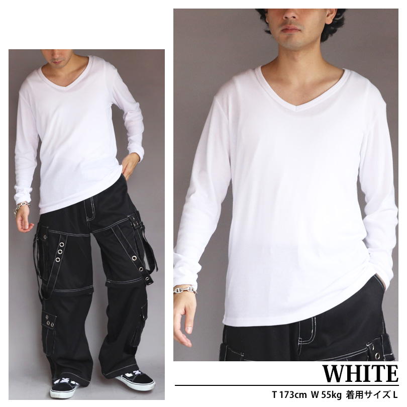 8 長袖Tシャツ Vネック メンズ ロングTシャツ ロンT インナー : 8