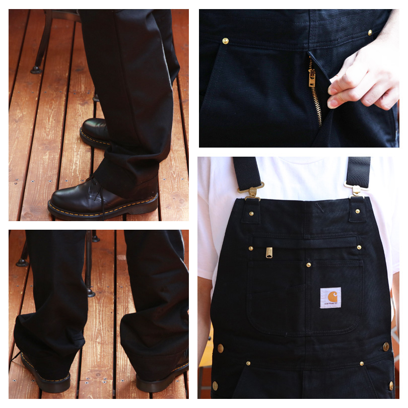B812【Carhartt】オーバーオール タッグ生地 【メンズXL相当】 メキシコ製 carharttカーハート ダック地 ダブルニー