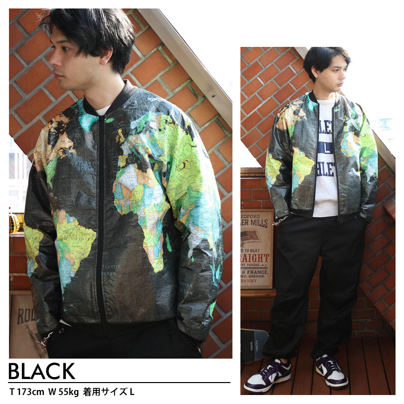 80s WEARING THE WORLD ペーパージャケット 地図柄 XXL 8（eight） ペーパージャケット メンズ ジャケット 世界地図